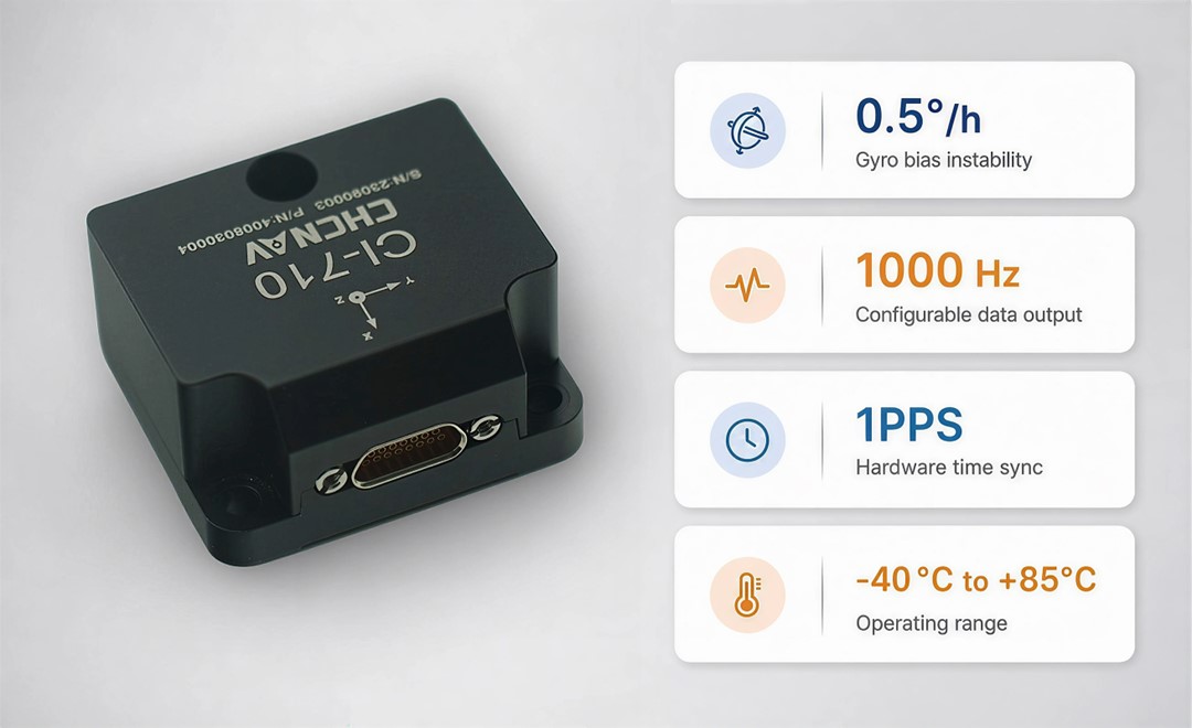 Sensor IMU MEMS industrial CI-710 para veículos guiados automaticamente (AGVs) e robôs industriais