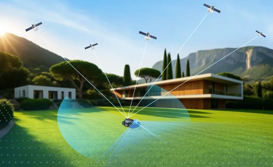 MOVA NAVAX 5000 AWD connected to satellite for centimeter level positioning.